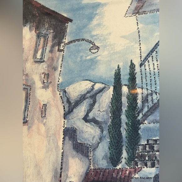 Original Jewish Watercolor Pen/Ink Lining and Writing painting. Signed by artist - Picture 4 of 14